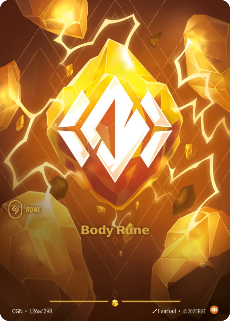 Karta Riftbound: Body Rune (Alternate Art) — Rune, kolor Body, dodatek Origins. Ilustracja: Fairfoul.