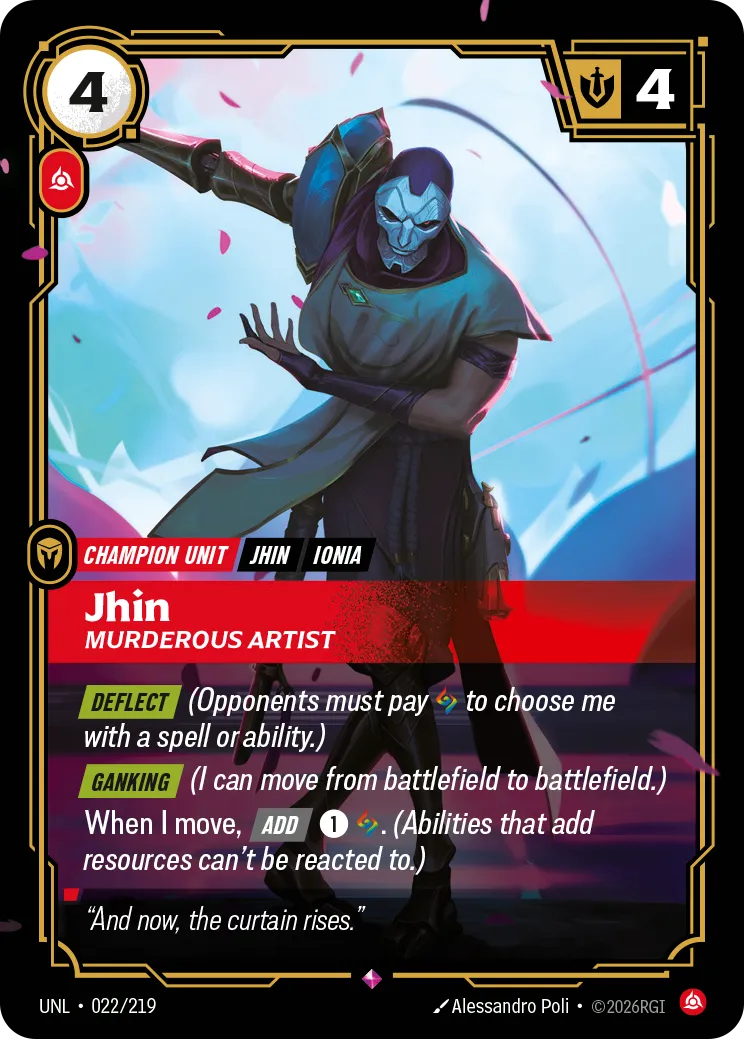Example card: Jhin - Murderous Artist